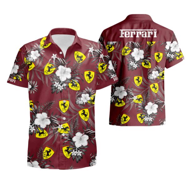 Ferrari Hawaii Shirt Summer Button summer shirt Jezsport.com