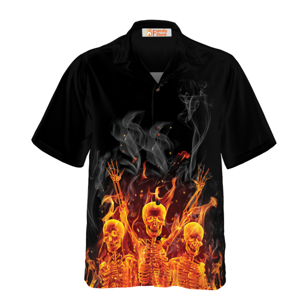 Fire Skeletons Night Party Hawaiian Shirt Jezsport.com