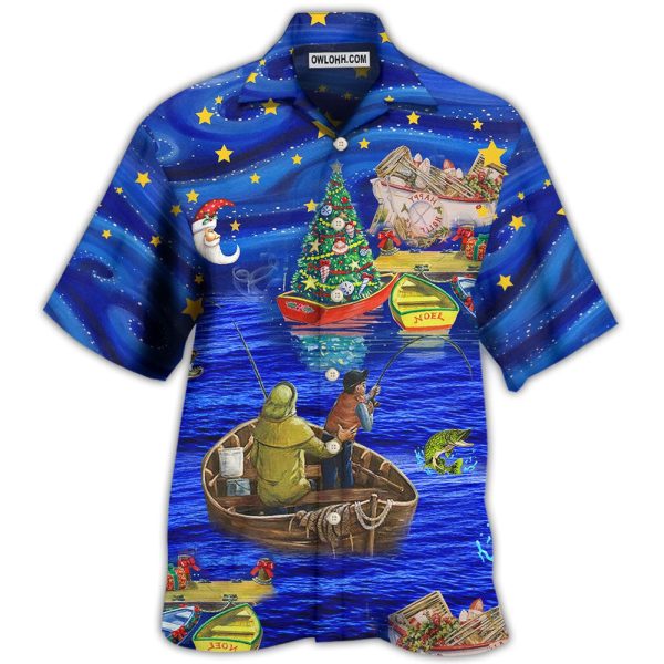 Fishing Lover Beautiful Christmas Night - Hawaiian Shirt Jezsport.com