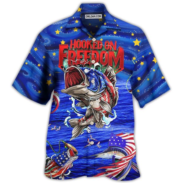 Fishing Hooked On Freedom Blue Night - Hawaiian Shirt Jezsport.com