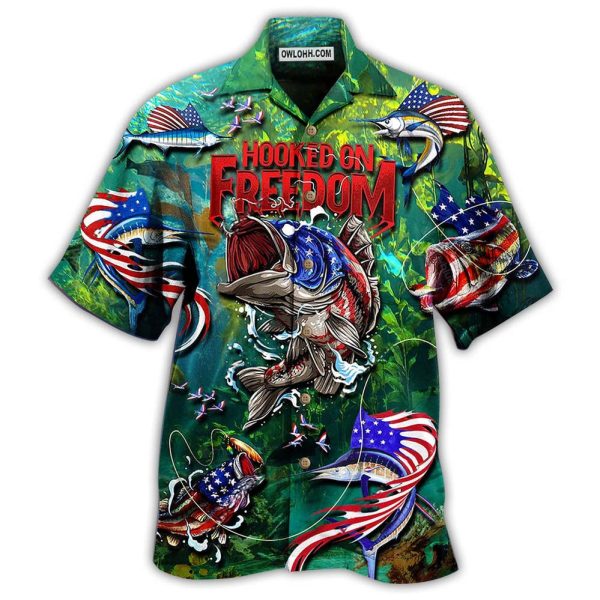 Fishing Hooked On Freedom America - Hawaiian Shirt Jezsport.com