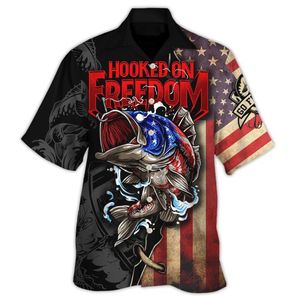 Fishing Hooked On Freedom America Freedom - Hawaiian Shirt Jezsport.com