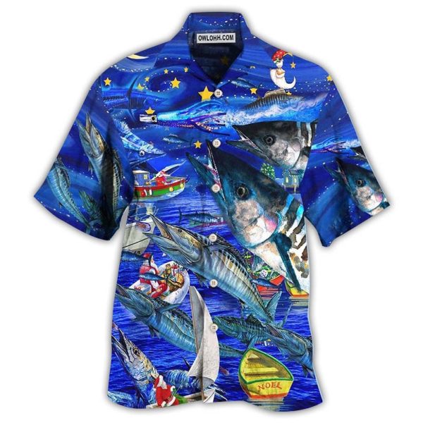 Fishing Love Ocean Blue Merry Christmas - Hawaiian Shirt Jezsport.com