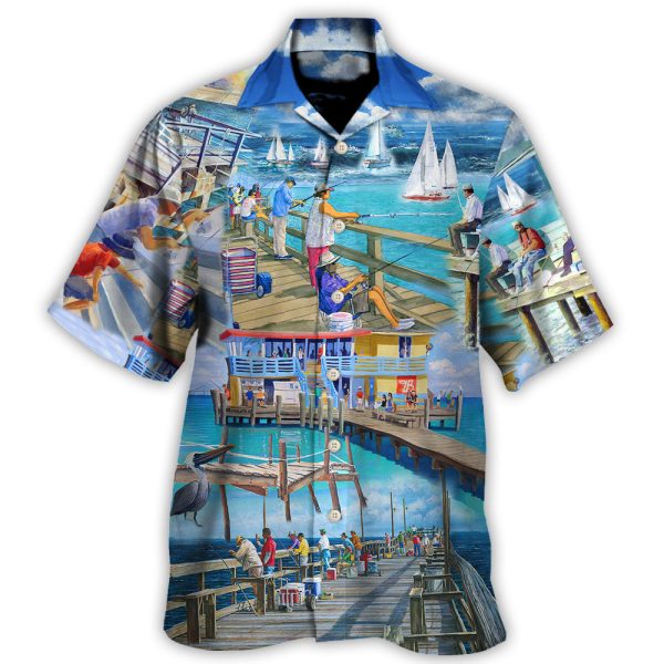 Fishing Pier Enjoy The Moment - Hawaiian Shirt Jezsport.com