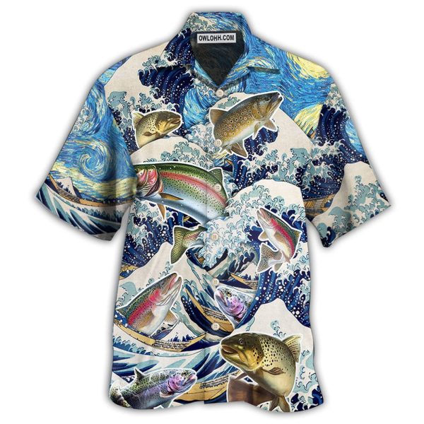 Fishing Trout Fishing Big Waves Style - Hawaiian Shirt Jezsport.com