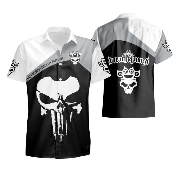 Five Finger Death Punch Punisher Skull Hawaiian Shirt Saleoff 150720 summer shirt Jezsport.com