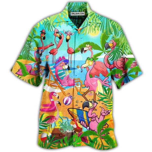 Flamingo Let's Get Flocked Up - Hawaiian Shirt Jezsport.com