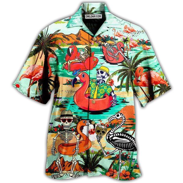 Flamingo Mountain Skull In Hawaii - Hawaiian Shirt Jezsport.com