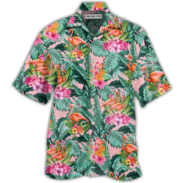 Flamingo Colorful Tropical Leaf Style - Hawaiian shirt Jezsport.com