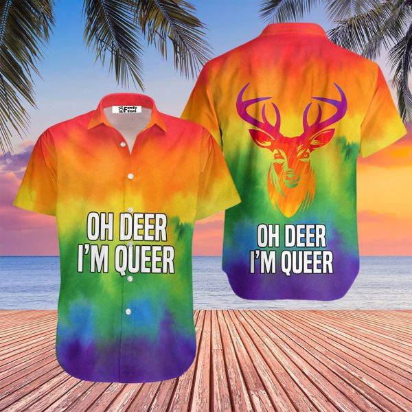 Oh Deer I'm Queer - LGBT Rainbow - Hawaiian Shirts Jezsport.com