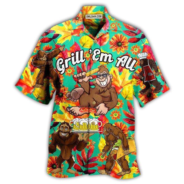 Food Grill Em All Funny Barbecue Cool - Hawaiian Shirt Jezsport.com