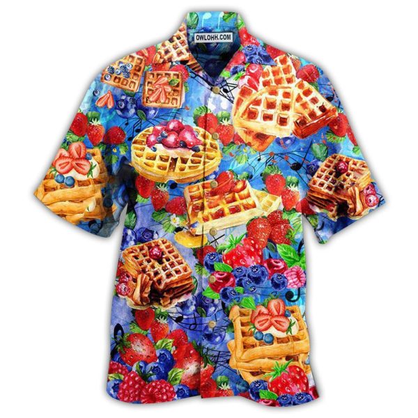 Food Pancake With Strawbery And BlueBery Delicious - Hawaiian Shirt Jezsport.com