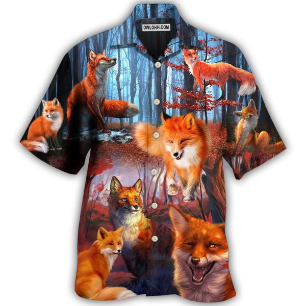 Fox Beautiful Red Forest - Hawaiian Shirt Jezsport.com