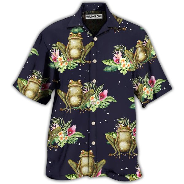 Frog Tropical Floral With Dark Background - Hawaiian Shirt Jezsport.com