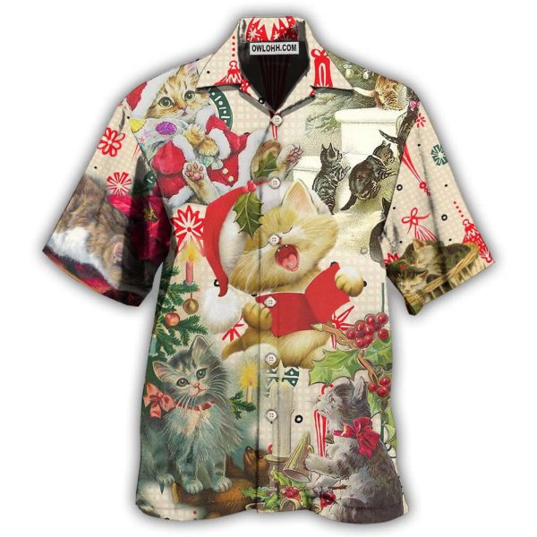 Cat Sing A Song Merry Chrismas - Hawaiian Shirt Jezsport.com