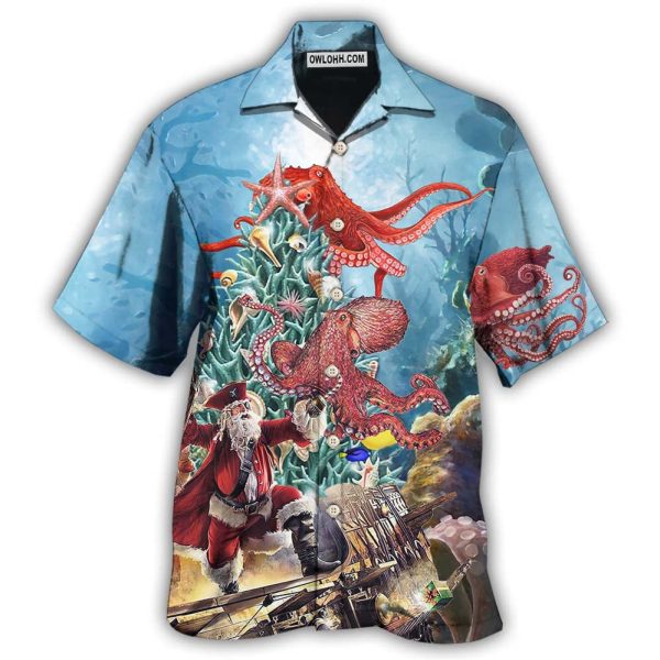 Octopus And Santa Merry Chrismas - Hawaiian Shirt Jezsport.com