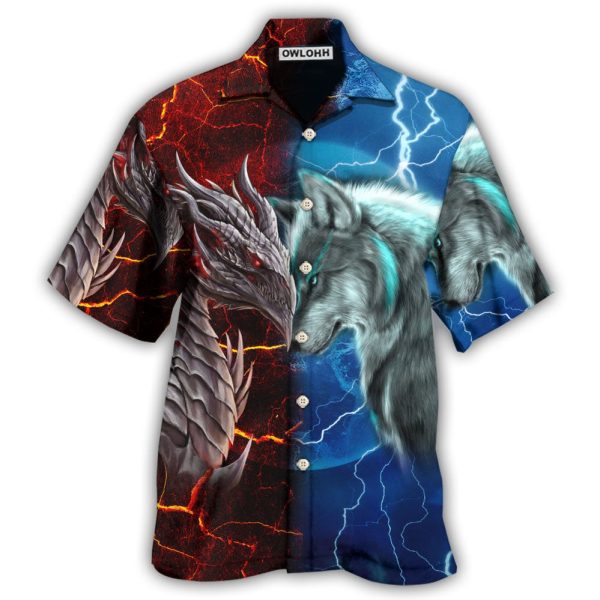 Dragon And Wolf Let's Fight - Hawaiian Shirt Jezsport.com