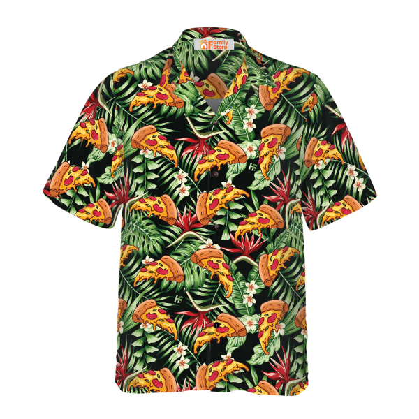 Funky Tropical Pizza Shirt For Men Hawaiian Shirt Jezsport.com