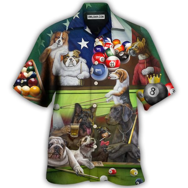 Billiard Independence Day Funny Dogs - Hawaiian Shirt Jezsport.com