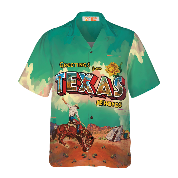 Greetings From Texas Custom Hawaiian Shirt, Cowboy Rodeo Texas Western Shirt Jezsport.com