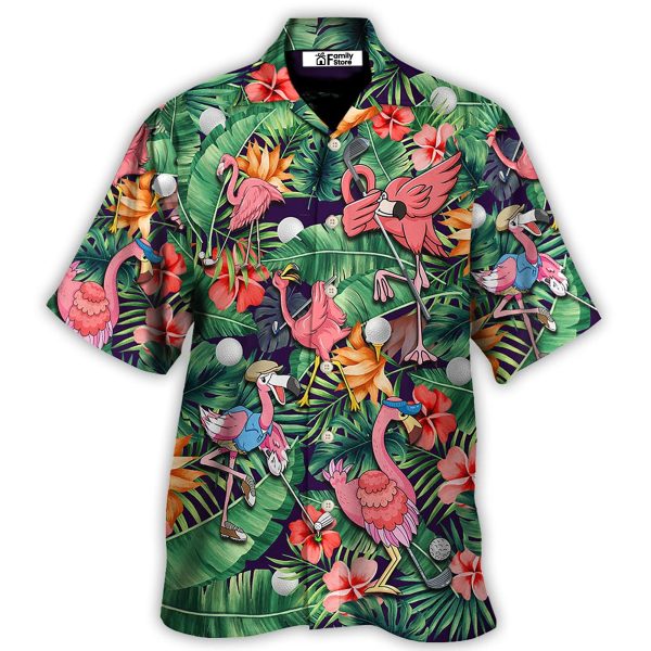 Golf Funny Flamingo Playing Golf Talk Birdie To Me - Hawaiian Shirt Jezsport.com