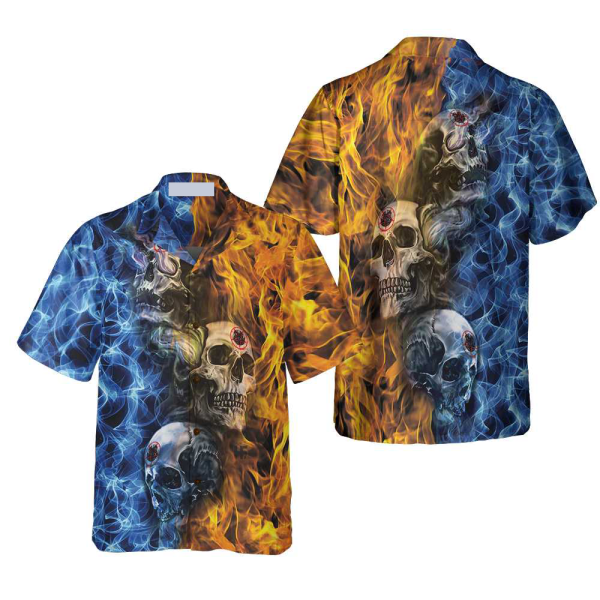 Gothic Skull Fire And Water Hawaiian Shirt For Men Women Jezsport.com