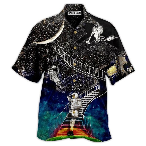 Astronaut Galaxy Climbing To The Moon - Hawaiian Shirt Jezsport.com