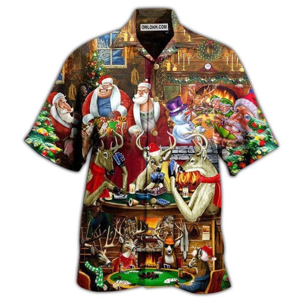 Poker Gambling Santa And Friends Play Poker Style - Hawaiian Shirt Jezsport.com