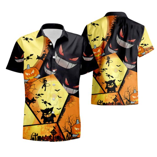 Gengar Pokemon Halloween Hawaiian Shirt summer shirt Jezsport.com