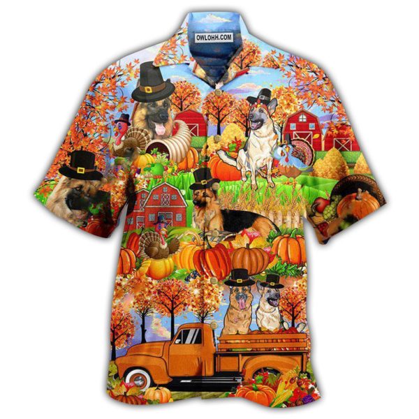 German Shepherd Happy Thanksgiving - Hawaiian Shirt Jezsport.com