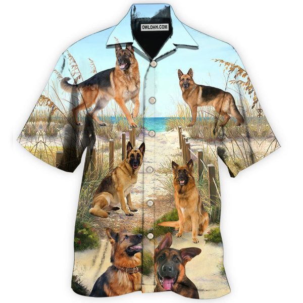 German Shepherd Best Friends For Life In Sand - Hawaiian Shirt Jezsport.com