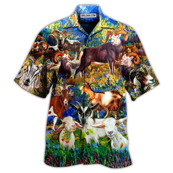 Goat Love Animals Life Grass - Hawaiian Shirt Jezsport.com