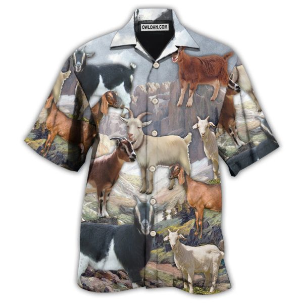 Goat On Mountain - Hawaiian Shirt Jezsport.com