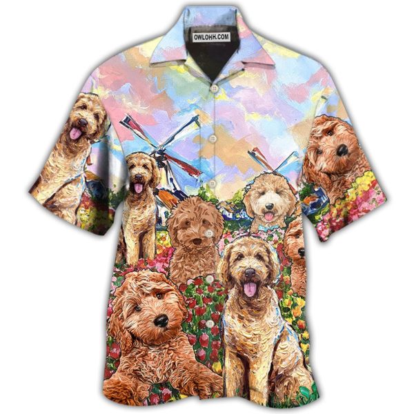 Goldendoodle Dog With Flowers - Hawaiian Shirt Jezsport.com