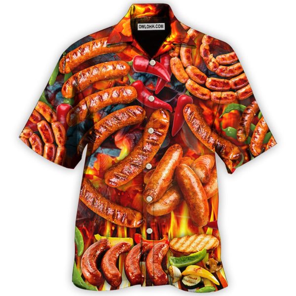 BBQ Hot Grilled Sausage Style - Hawaiian Shirt Jezsport.com