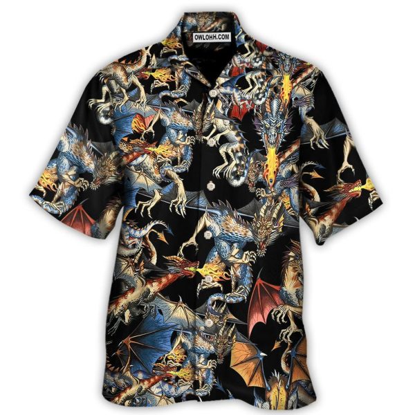 DnD Dragon Breathing Fire Awesome - Hawaiian Shirt Jezsport.com