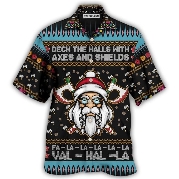 Viking Christmas Deck The Halls With Axes And Shields - Hawaiian Shirt Jezsport.com