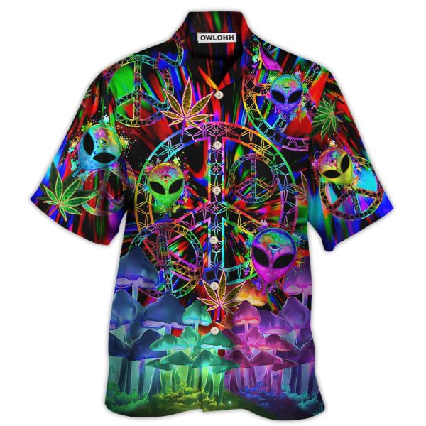 Hippie Alien Peace Color Stunning - Hawaiian Shirt Jezsport.com