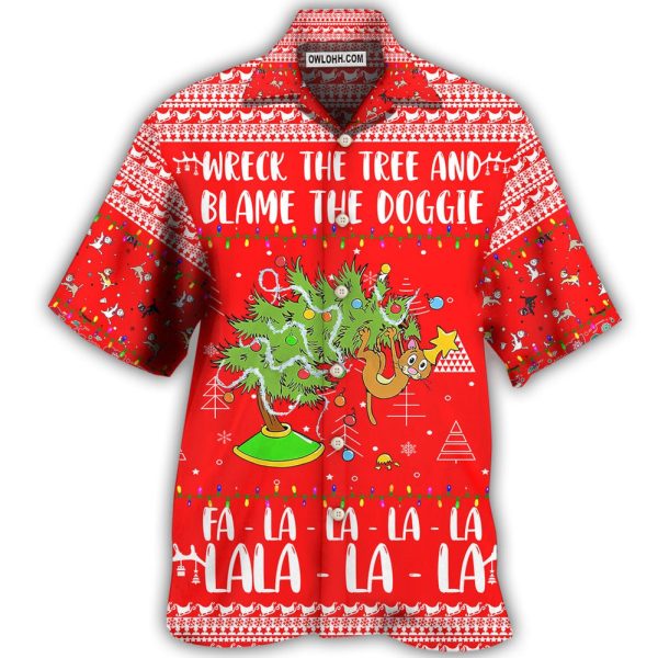 Cat Wreck The Tree Christmas Red Style - Hawaiian Shirt Jezsport.com