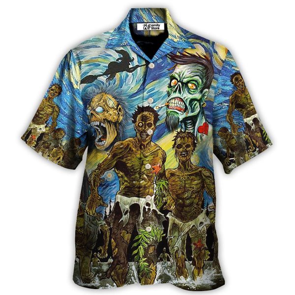 Halloween Zombie Crazy Starry Night Funny Boo Art Style - Hawaiian Shirt Jezsport.com