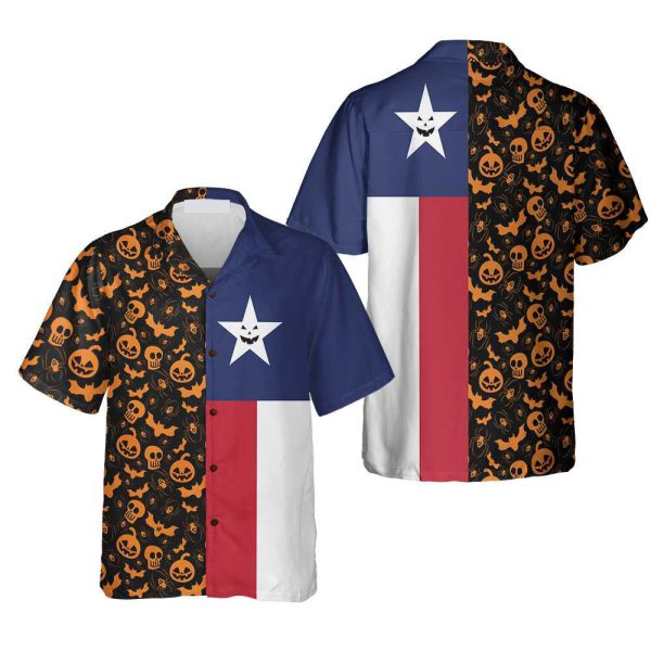 Halloween Texas Flag Hawaiian Shirt, Funny Texas Shirt For Halloween Jezsport.com