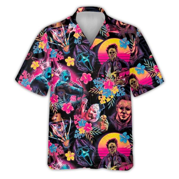 Halloween All Horror Movie Retro Tropical Style - Hawaiian Shirt Jezsport.com