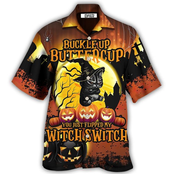 Halloween Cat Buckle Up Buttercup - Hawaiian Shirt Jezsport.com