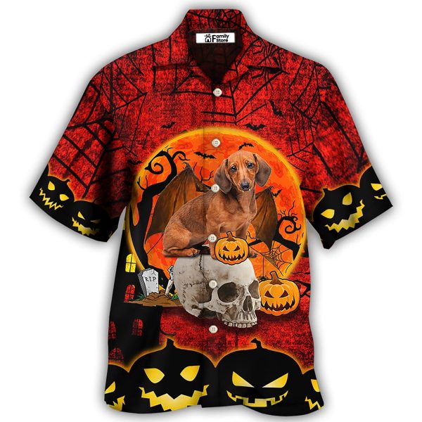 Halloween Dachshund Pumpkin Scary Red - Hawaiian Shirt Jezsport.com