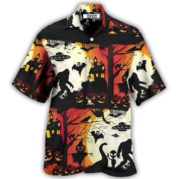 Halloween Ew People Bigfoot UFO - Hawaiian Shirt Jezsport.com