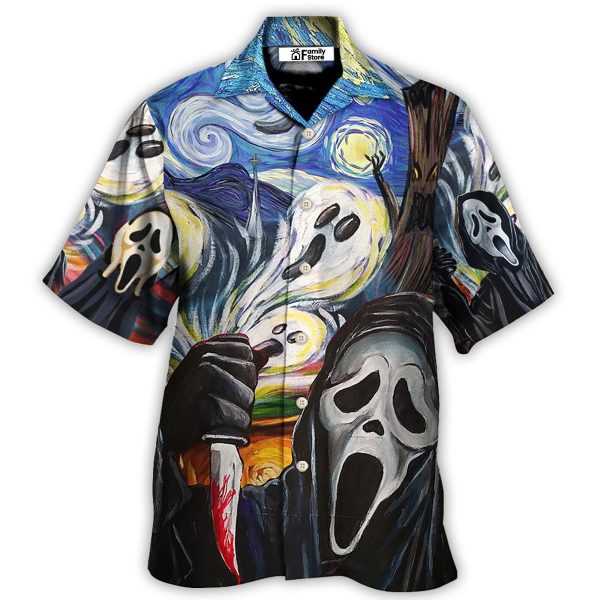 Halloween Ghost Scream Starry Night Funny Boo Art Style - Hawaiian Shirt Jezsport.com