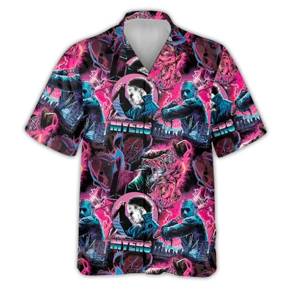 Halloween Horror Movie Retro Tropical Style - Hawaiian Shirt Jezsport.com