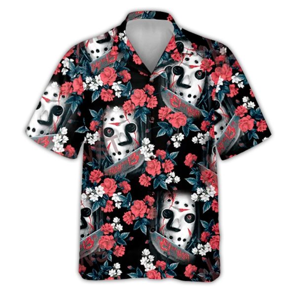 Halloween Jason Voorhees Flower Tropical Style - Hawaiian Shirt Jezsport.com