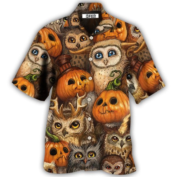 Halloween Owl Pumpkin Pattern - Hawaiian Shirt Jezsport.com