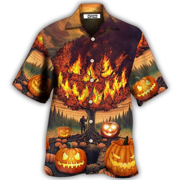 Halloween Pumpkin Burning Crazy Style - Hawaiian Shirt Jezsport.com